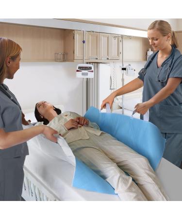 Washable Incontinence Bed Pads 34x52 Inch (2 Pack) Reusable Hospital Bed Pads for Adults, Elderly, Kids Positioning Bed Pad with Handles Blue - Buy Online on GoSupps.com