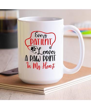 Every Patient Leaves A Paw Print Mug - Perfect Gift for Vet Students & Veterinarians | Heart Stethoscope Design | 11oz & 15oz Available - Buy Online on GoSupps.com