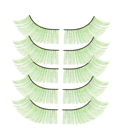 NOLITOY 5 pairs Makeup of Colorful Fake Artificial Lashes Exaggerated Women Accessories Halloween Eyelashes 1 count (Pack of 1) Green
