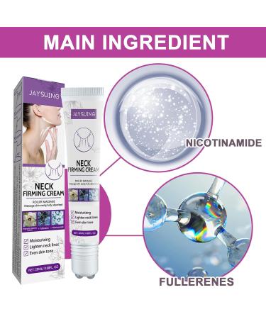 JOYVOIDX Neck Firming Cream with Roller Massage Tightening Treatment with Nicotinamide and Fullerenes to Smooth Wrinkles and Even Skin Tone 0.68 FL OZ - Buy Online on GoSupps.com