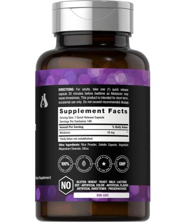 Horb ach Berkshire Labs Melatonin 10mg | 140 Quick Release Capsules | Extra Strength Formula | Non-GMO Gluten Free Supplement - Buy Online on GoSupps.com