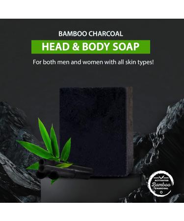 Bamboo Charcoal Body Soap | 7oz African Black Bar | Natural Skincare for All Skin Types - Eco-Friendly & Vegan - Buy Online on GoSupps.com