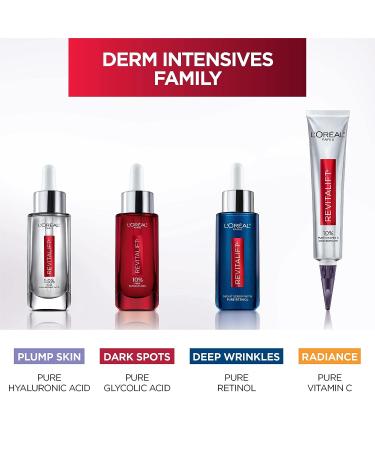 L'Oreal Paris Revitalift 10% Pure Glycolic Acid Face Serum 1.0 fl oz - Visibly Evens Tone, Reduces Wrinkles - Fragrance Free - Buy Online on GoSupps.com