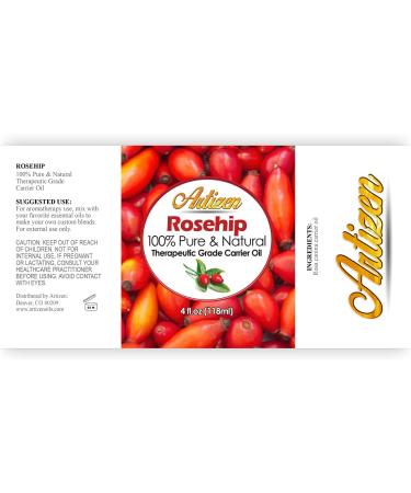 Artizen 4oz Rosehip Oil - 100% Pure & Natural, Cold Pressed from Fresh Roses - For Skin, Face, Nails & Hands - 4 Fl Oz - Buy Online on GoSupps.com