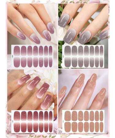 Gorvalin 22 Sheets Self Adhesive Glitter Nail Wrap Stickers Colorful Ombre Gel Nail Strip Nail Polish Fingernail Sticker wtih Nail Flie and Sticks for Women Girls - Buy Online on GoSupps.com