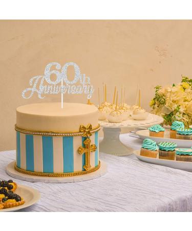 Tenhaisi Glittery Silver Happy 60th Anniversary Cake Topper Hello 60 Wedding Party Decorations - 60th Wedding Anniversary Cake Topper - Cheers to 60 Anniversary Birthday Party Supplies - Buy Online on GoSupps.com