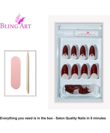 Bling Art Almond False Nails Fake Stiletto Gel Glitter Glossy Acrylic Long 24 Tips Glue (Crystal Passion) - Buy Online on GoSupps.com