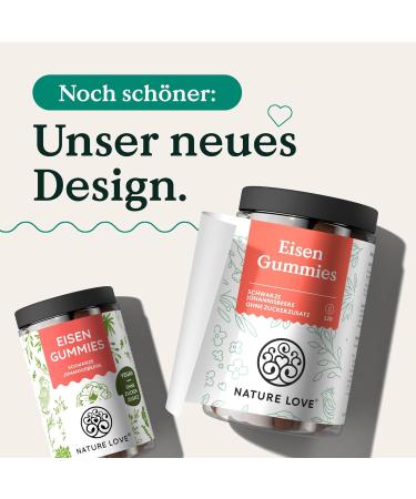 Nature Love Iron Rubber - 120 Vegan Gummies | 96.5% Fruit No Sugar Additives | Daily Dose: 6mg Adults 4mg Kids | Laboratory Tested Alternative to Iron Tablets - Buy Online on GoSupps.com