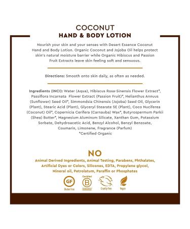 Desert Essence Organic Coconut Hand and Body Lotion 8 fl. oz. | Hydrating Vegan Moisturizer - Buy Online on GoSupps.com