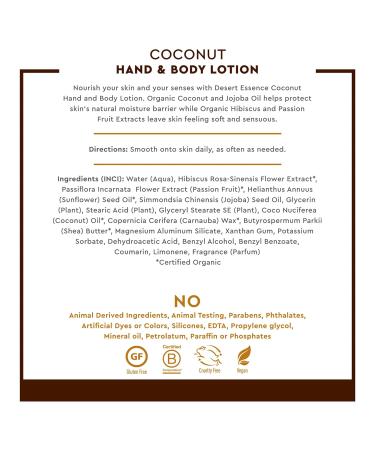 Desert Essence Coconut Hand & Body Lotion 8.0 fl. oz (Pack of 2) - Gluten-Free Vegan Formula with Organic Oils - Nourishing Moisturizer for Daily Use - Buy Online on GoSupps.com