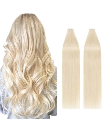 Silk-Co Tape in Extensions real hair blonde 40stk hair extension Real hair tape extensions remy tape adhesive extensions skin weft 100g 60# Platinblond 45cm