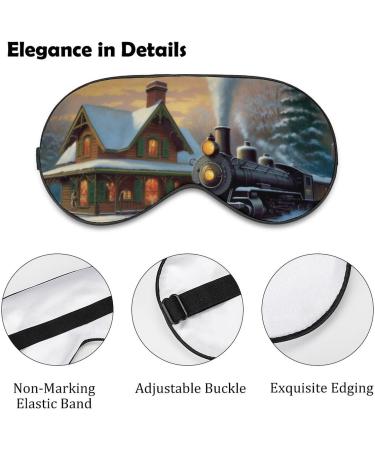 Christmas Train Station Sleep Eye Mask - Elastic Strap/Headband - for Women Men, Travel Nap - Buy Online on GoSupps.com