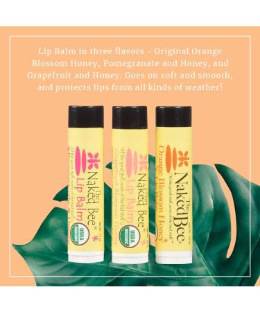 The Naked Bee Lip Balm Trio - Orange Blossom, Grapefruit Blossom, Pomegranate & Honey - 0.15 oz, 3 Pack - Buy Online on GoSupps.com