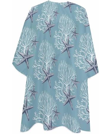Buy Blue Starfish Barber Cape - Adjustable Hair Cutting Cape for All Ages | Coastal Nautical Salon Accessory 55x63 Inch - Buy Online on GoSupps.com