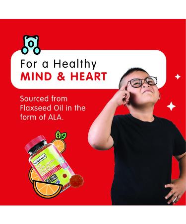 Herbaland Vegan Omega-3 Gummies for Kids - Sugar-Free Plant-Based Fish Oil Children's Vitamins - Flaxseed Oil Fatty Acids - Orange Flavor - 90 Count - Buy Online on GoSupps.com