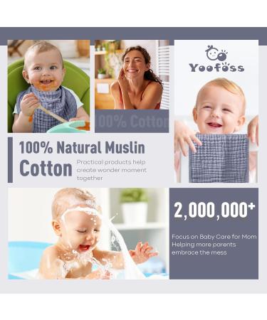 YOOFOSS 10-Pack Mullwindeln Spuckerche - 100% Cotton Fabric Diapers 6-Layer Folding Towels for Babies Fog Blue 27x50 cm - Buy Online on GoSupps.com