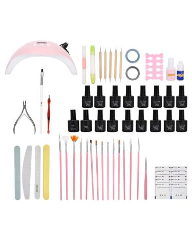 Gel nail polish kit nail dryer lamp with gel nail polish set gel lacquer nail dryer lamp nailart brush file dead skin fork nail tools set manicure tool set for nailart starter