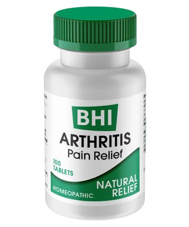 BHI Arthritis Pain Relief Daily Joint Health Support Arnica + 13 Natural Actives Homeopathic Plant & Mineral Blend Helps Relieve Minor Pain & Stiffness in Joints for Women & Men - 100 Tablets
