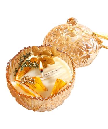 Relaxing Candles Scented Candle Jar Candle Aromatherapy Candles for Home Scented with Glass Cover Gifts for Women and Men (Dried Orange)