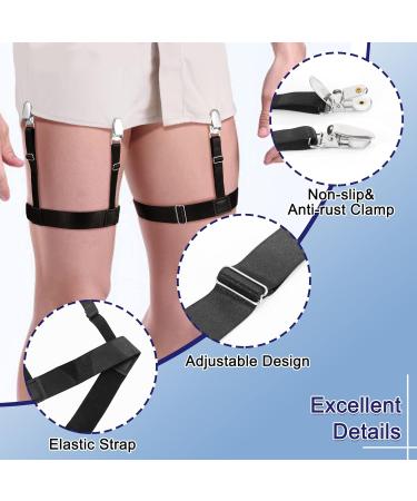 Adjustable Men's Shirt Holders - Elastic Braces with Non-Slip Clamps | Flexible Shirt Bracket - Black (1 Pair) - Buy Online on GoSupps.com