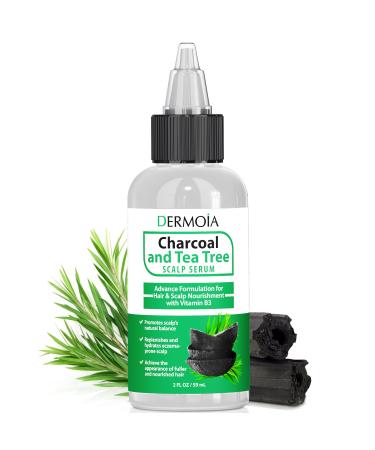 Scalp Serum with Charcoal + Tea Tree - Non GMO Scalp Moisturizer for Dry Itchy Scalp Relief - Fragrance Free Serum with Tea Tree Oil for Scalp Treatment - Rejuvenating Hair Serum with Vitamin 2 Fl Oz (Pack of 1)
