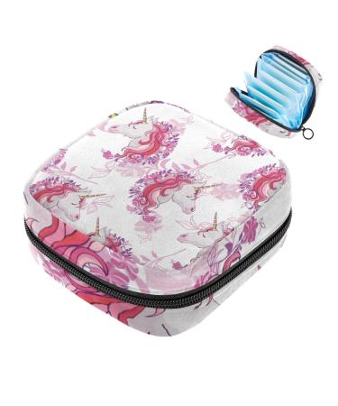 Pink unicorn storage bag for women's bandages large menstrual cup cylinder pocket with zipper periodic inserts bags panty lores tampons for girls and women multi-colored 07