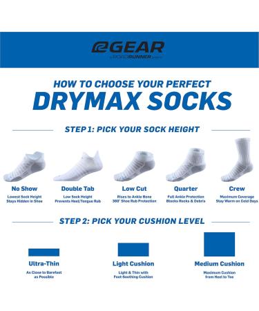 R-Gear Drymax Low Cut Running Socks 3 Pack - Men and Women | Breathable Moisture Control, Anti-Blister | White, Medium Cushion Large - Buy Online on GoSupps.com