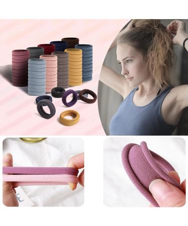 100 Multicolor Seamless Elastic Hair Ties - 4cm Hair Bobbles for Women - Buy Online on GoSupps.com