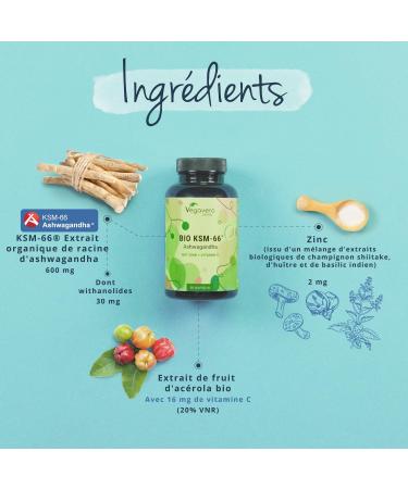 Ashwagandha KSM-66 Organic | High Dosage: 600 mg | 3 Months | Anti Stress + Sleep | With Vitamin C and Zinc | 5% Withanolides | Organic and Vegan | Vegavero  - Buy Online on GoSupps.com
