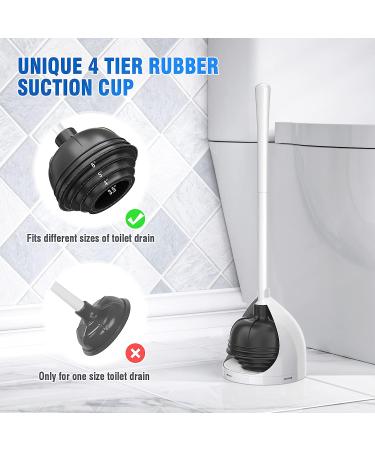 Uptronic Toilet Plunger with Holder - All-Angle Design, Heavy Duty Bathroom Plunger - White - Buy Online on GoSupps.com