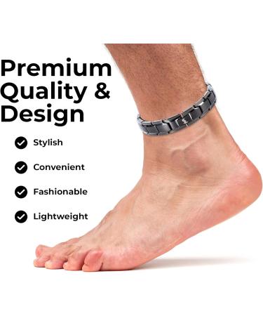 Smarter Lifestyle Elegant Titan Foot Chain for Men & Women - Adjustable Magnetic Bracelet | 10.2 Inch Gunmetal Gray - Buy Online on GoSupps.com