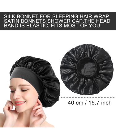 Ranphykx 2 Pack Satin Bonnet Hood - Soft Breathable Silk Curling Cap for Women & Girls - Black - Buy Online on GoSupps.com
