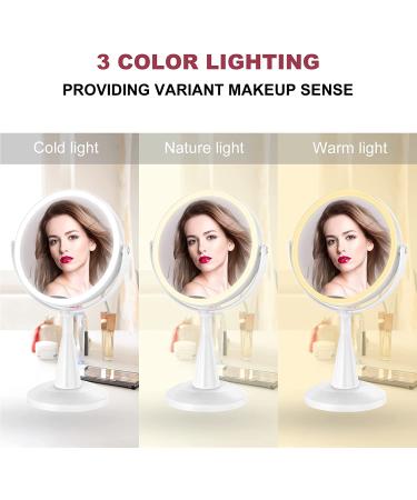 3 Color Lighted Makeup Mirror with 1X/7X Magnification and 60 LED Lights - Rechargeable and Adjustable Vanity Mirror for Women - 360 Degree Rotation - Buy Online on GoSupps.com