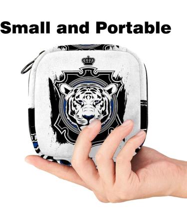 Menstruation Pad Bag with Zipper - Stylish Women's Napkin & Tampon Organizer (Black Royal Tiger) - Buy Online on GoSupps.com