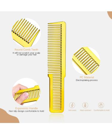 3-Piece Barber Brush and Comb Set with Blade Cleaning Brush - Gold | For Men, Women, Beauty Salons | Hair Cutting Comb | Home Use - Buy Online on GoSupps.com