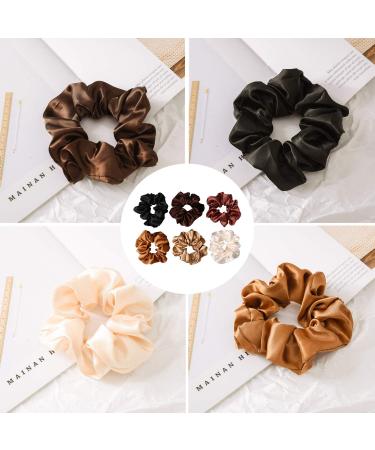 6 Pieces Satin Hair Ties - Soft Silk Elastic Scrunchies for All Occasions | International Shipping Available - Buy Online on GoSupps.com