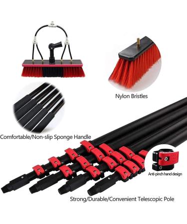 Telescopic Pole Water Line Brush Telescopic Window Cleaner Water Washing Brush Kit Windows Cleaning and Washing Tool for Solar System Cleaning and Window Cleaning 24FT/7.2M - Buy Online on GoSupps.com