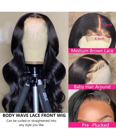 Wigs for Black Women Human Hair Body Wave Glueless 4x4 Closure Wigs Human Hair Pre Plucked  Brazilian Virgin Body Wave Lace Front Wig Bleached Knots  150 Density Natural Black Human Hair Wigs(16 Inch) 16 Inch 4x4 Body - Buy Online on GoSupps.com