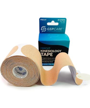Skin Pre-Cut I Kinesiology Tape 5cm*5m - 20 Pieces, Elastic Sports Tape for Muscle Support & Pain Relief - Buy Online on GoSupps.com