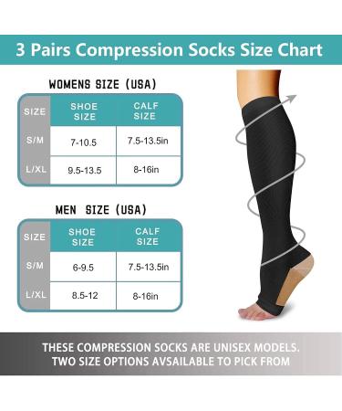 3 Pairs Athbavib Open Toe Compression Socks for Men Women - Multi1 (Large-X-Large) - Buy Online on GoSupps.com