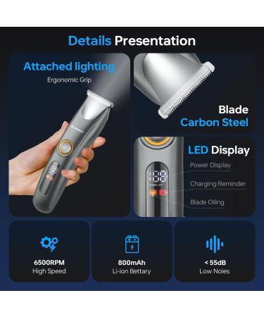 Buy Cordless Hair Trimmer for Men | T Liners Clippers with LED Light & Digital Display - Type-C Rechargeable - Buy Online on GoSupps.com
