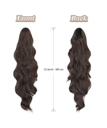 Feshfen 60cm Ponytail Hair Extension - Synthetic Wavy Curly Hairstyle for Women in Medium Chestnut Brown - Buy Online on GoSupps.com