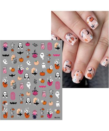 Halloween Nail Stickers 12 Sheets Self-Adhesive Nail Decal Pumpkin Cobweb Ghosts Nail Art Decoration Design Supplies - Buy Online on GoSupps.com