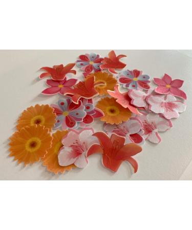 24 Beautiful 2D Summer Flower Wafer Cake Toppers- Edible Unique & Gorgeous! - Buy Online on GoSupps.com