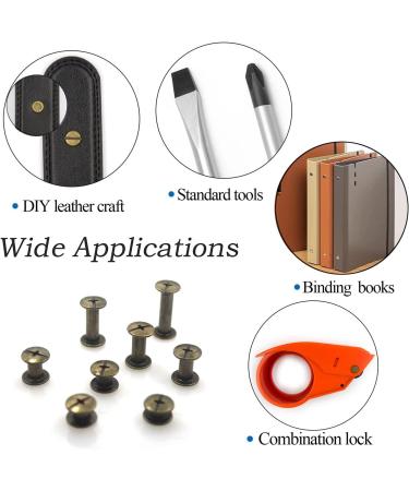 Bronze Chicago Screw Assorted Kit - 80 Sets, 5 Sizes - Slotted Round Head Screw Post Nail Rivet Button for DIY Leather Decoration Bookbinding - M5*6 10 12 15 18 - Buy Online on GoSupps.com