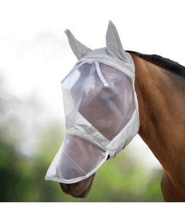 Harrison Howard CareMaster Horse Fly Mask - UV Protection for Ears & Nose Silver Small Pony (S) - Buy Online on GoSupps.com