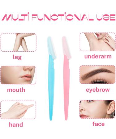 40 Pack Eyebrow & Facial Razors | Safe Dermaplaning Tools for Women & Men | Portable Hair Remover - Pink & Blue - Buy Online on GoSupps.com