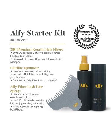 Alfy Starter Kit - Premium Hair Fibers for Thinning Hair | Keratin Hair Building for Men & Women | Conceal Bald Spots - Dark Brown - Buy Online on GoSupps.com