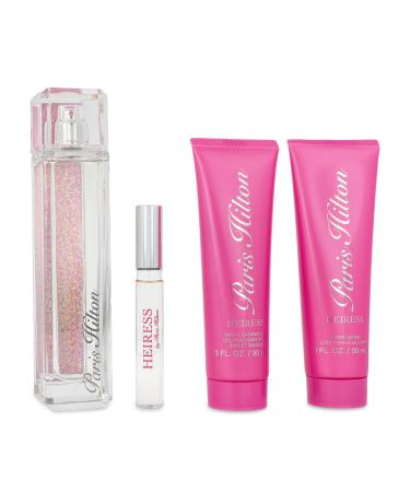 Paris Hilton Heiress 4 Piece Gift Set - 3.4 Oz Eau De Parfum Spray 0.34 Oz Eau De Parfum Spray 3.0 Oz Body Lotion 3.0 Oz Shower Gel | Fragrance For Women