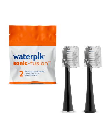 Waterpik Genuine Full Size Replacement Brush Heads With Covers for Sonic-Fusion Flossing Toothbrush SFFB-2EB 2 Count Black Black 1 Count (Pack of 2) Full Size